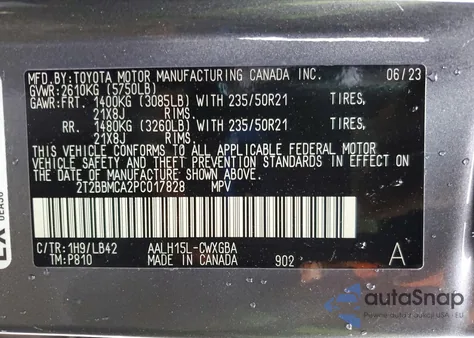 2023 Lexus Rx 350H Base z USA, uszkodzony, nr VIN 2T2BBMCA2PC017828